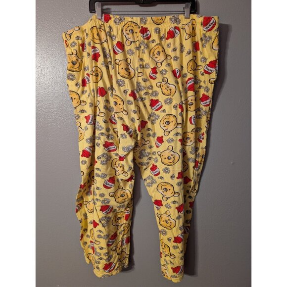 Disney Winnie the Pooh Pajama Pants 5X Yellow Cotton Allover Print Pockets Sleep - Picture 3 of 6